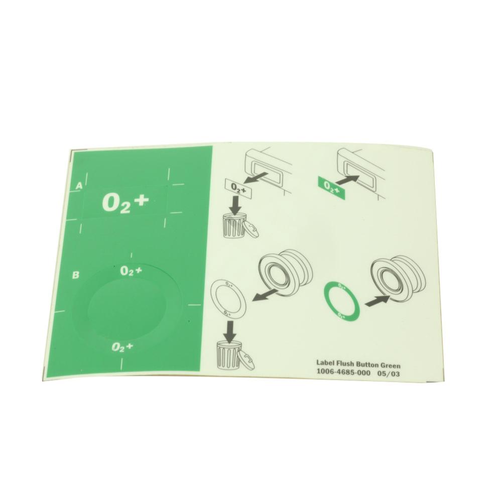 Label Set Oxygen Flush Button Green Label Set Oxygen Flush Button Green