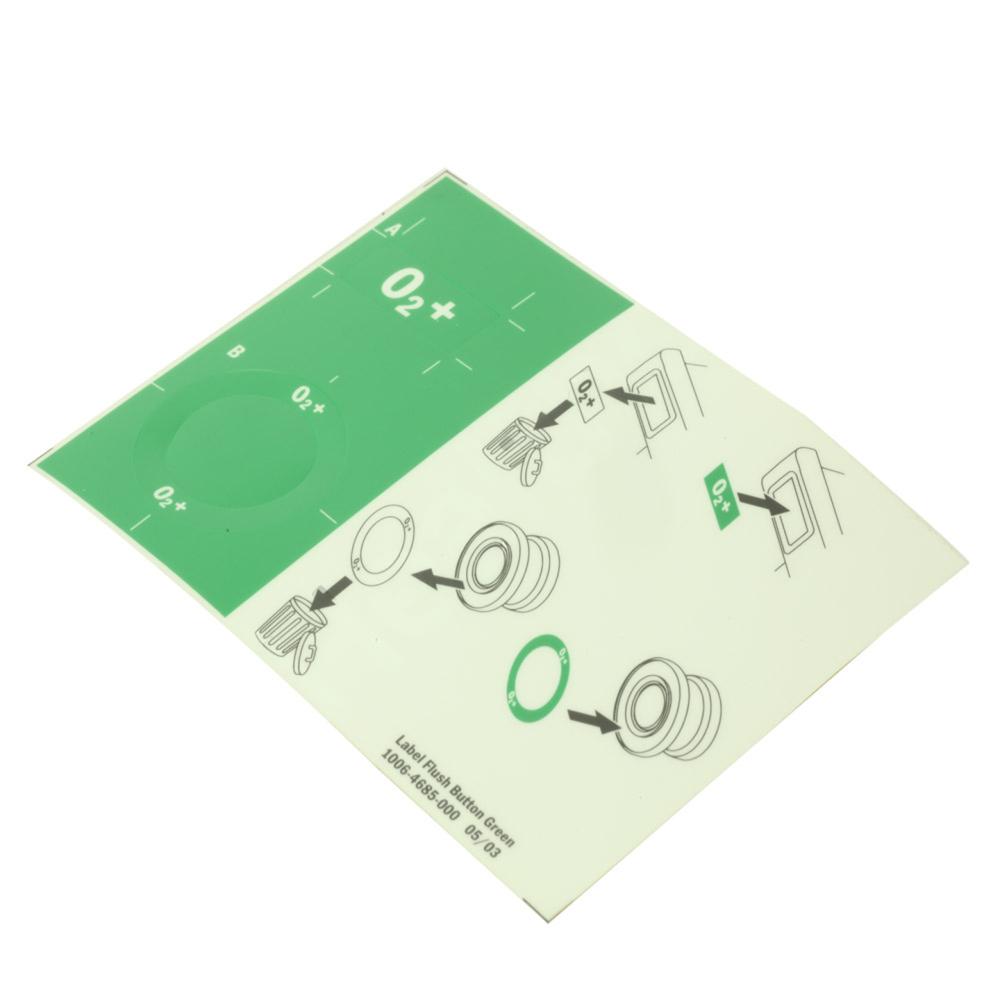 Label Set Oxygen Flush Button Green Label Set Oxygen Flush Button Green