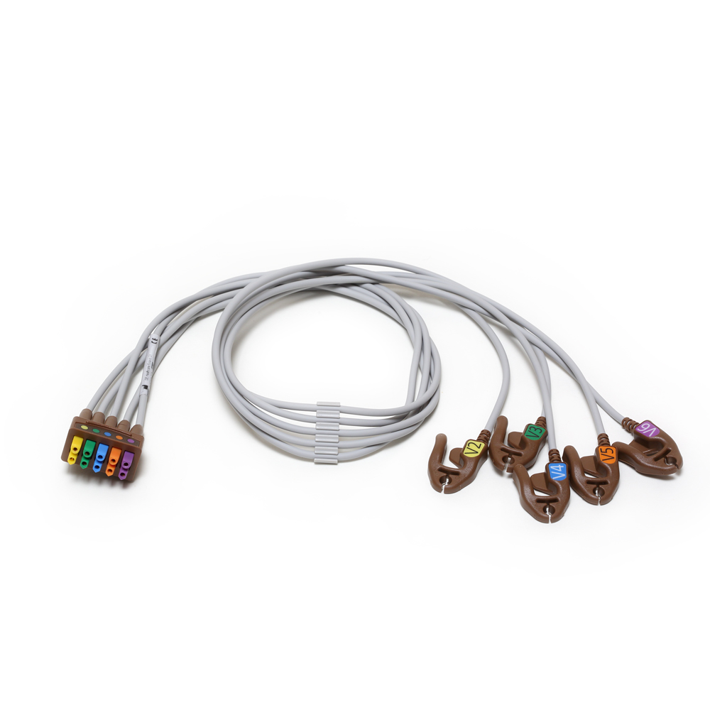 ECG Leadwire set, 5-lead V2-6, grabber, AHA, 74 cm/29 in, 1/pack ECG Leadwire set, 5-lead V2-6, grabber, AHA, 74 cm/29 in, 1/pack