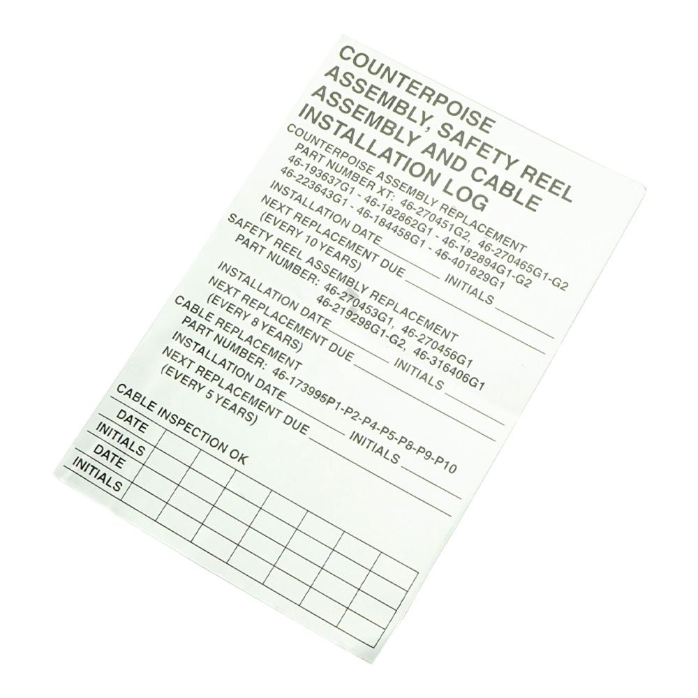 Counterpoise Safety Reel Cable Log Label Counterpoise Safety Reel Cable Log Label
